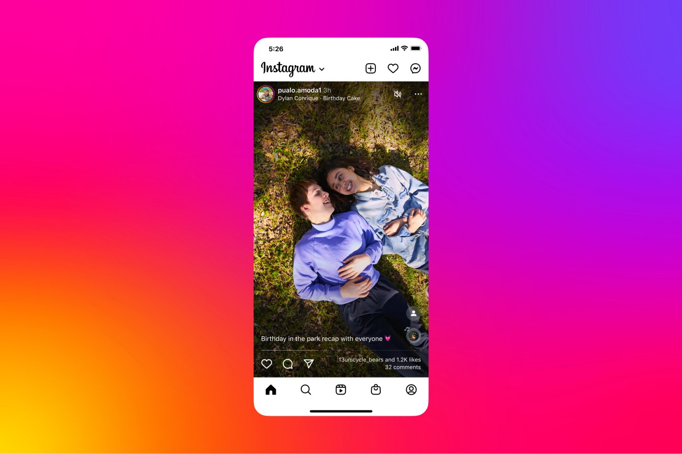 Instagram full-screen feed